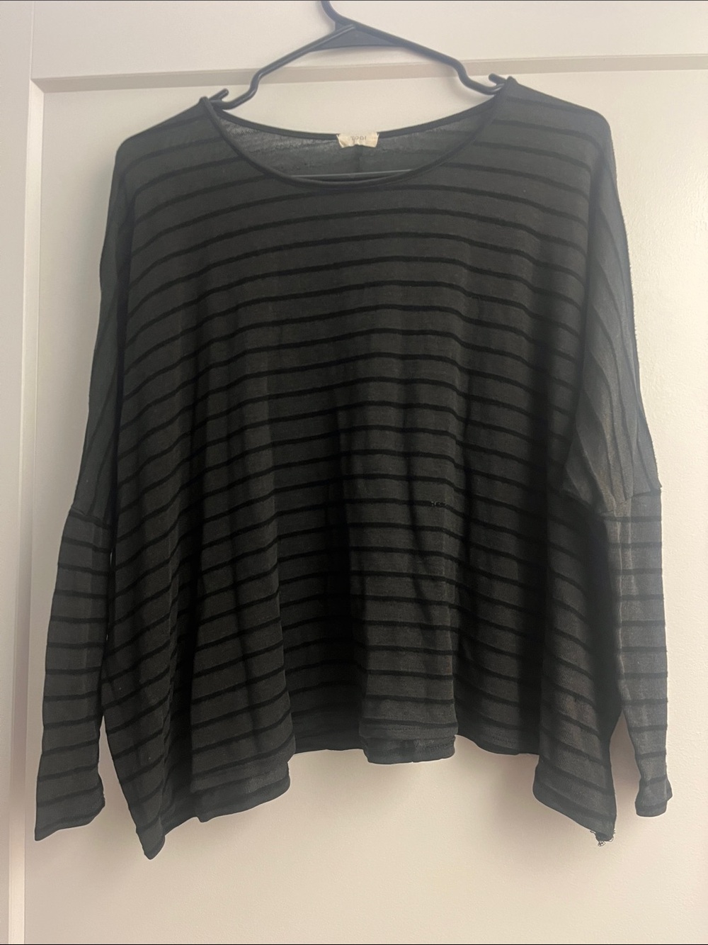 Tobi black and gray striped long sleeve top